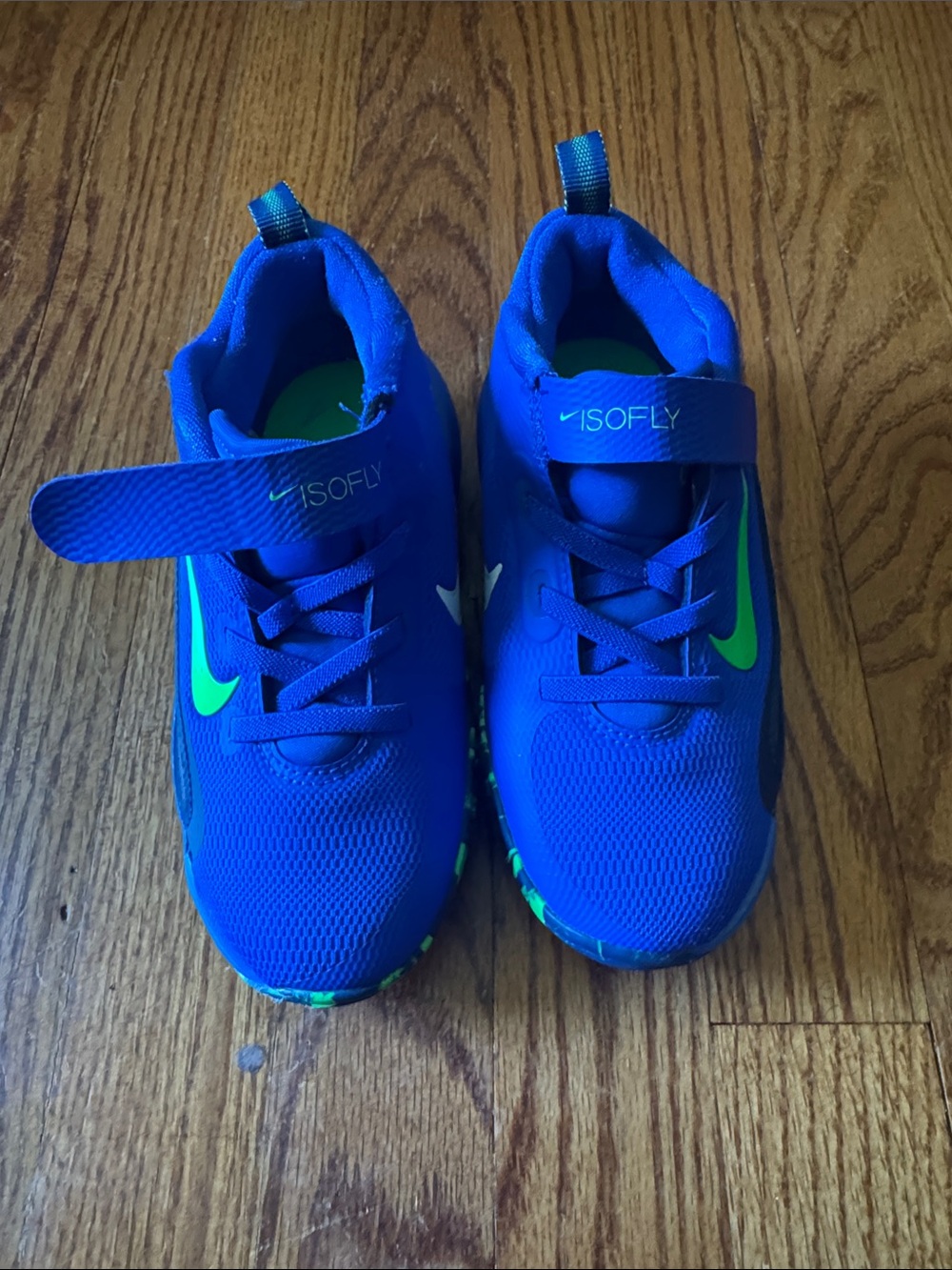 Nike Kids Royal Blue Sneakers with Neon Green Swoosh